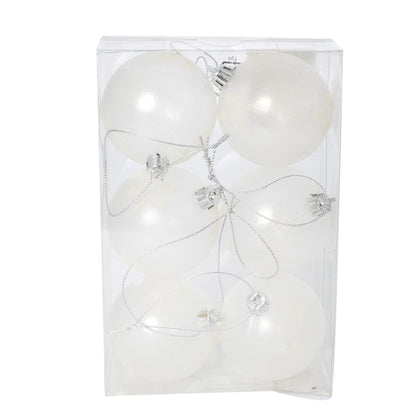 Set 6 globuri decoratiune Craciun, glob suflat din gura, pictate fulgi de nea, diametru 6 cm, 807735