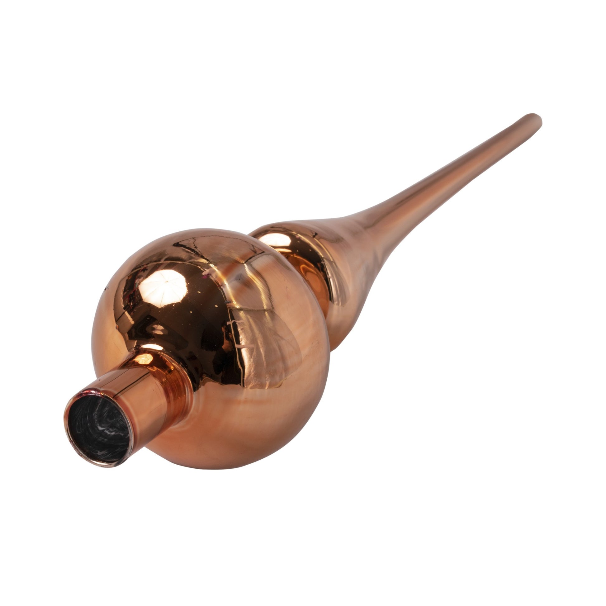 Varf de brad din sticla, culoare caramiziu, 27 cm, suflat din gura, 807806