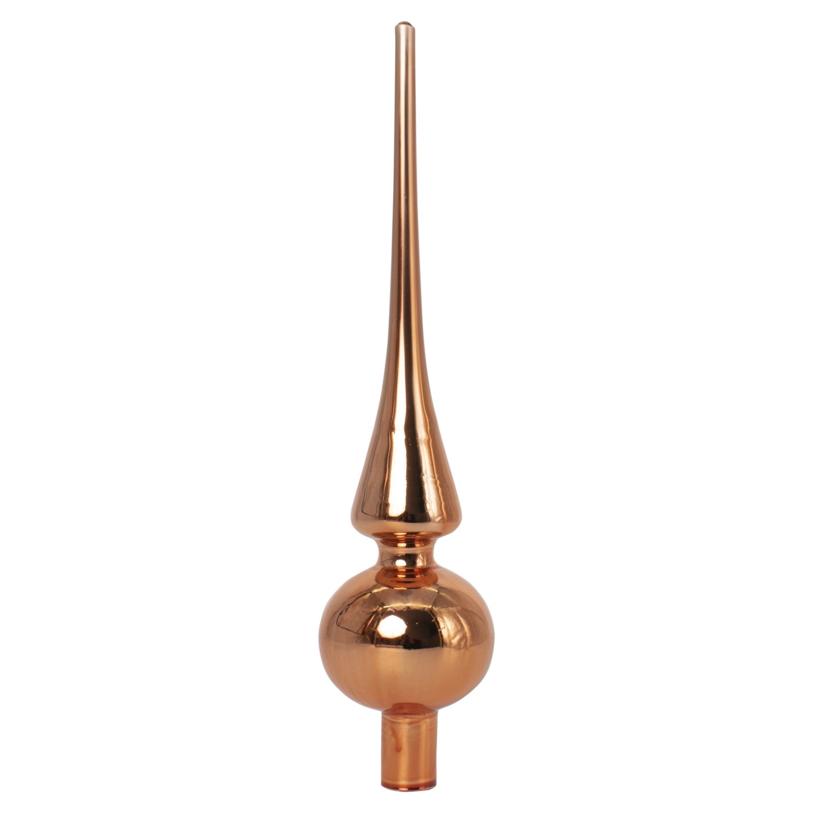 Varf de brad din sticla, culoare caramiziu, 27 cm, suflat din gura, 807806