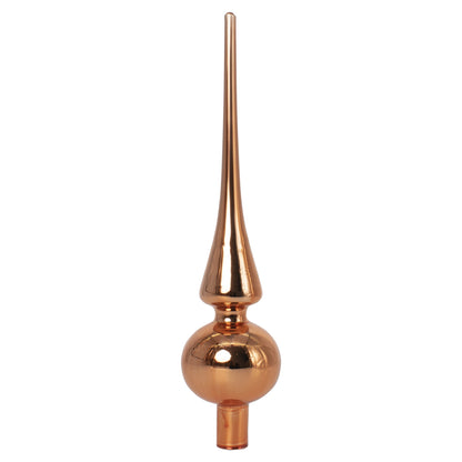Varf de brad din sticla, culoare caramiziu, 27 cm, suflat din gura, 807806