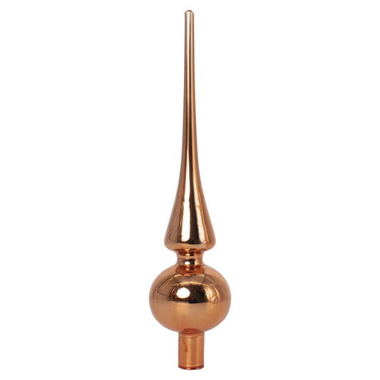 Varf de brad din sticla, culoare caramiziu, 27 cm, suflat din gura, 807806