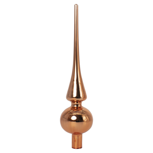 Varf de brad din sticla, culoare caramiziu, 27 cm, suflat din gura, 807806