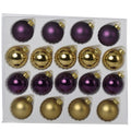 Set 18 globuri decorative de Craciun, din sticla, cu diametrul de 6 cm, auriu si violet, 807791
