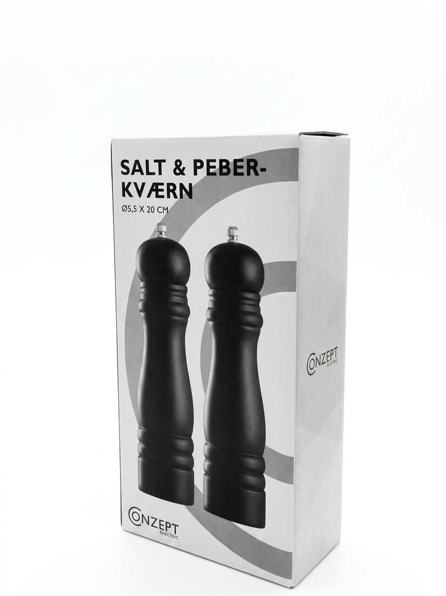 Set 2 rasnite pentru sare si piper Conzept, 20 cm, design ergonomic, negru mat