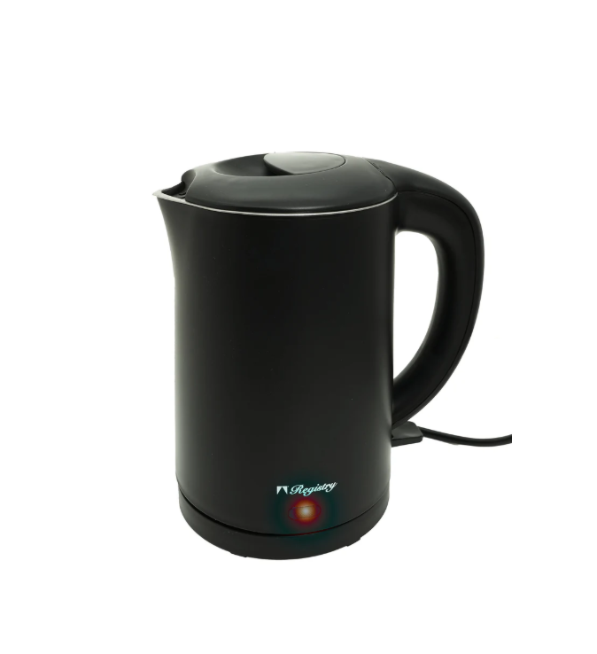 Fierbator electric de apa 1L, inox, mat, Registry, negru, 1000W