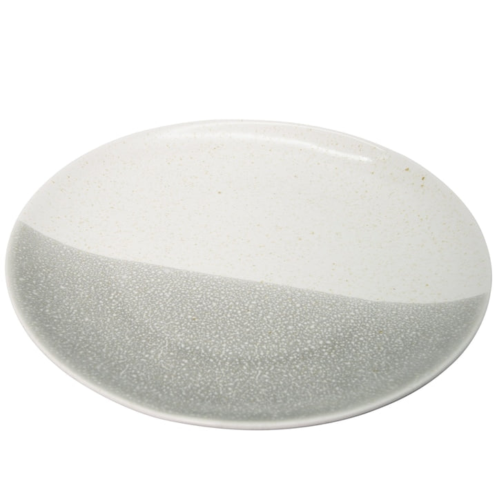 Farfurie intinsa, 25.5 cm diametru, din portelan, culoare alb si gri, 82339