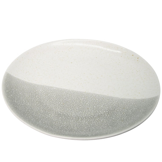 Farfurie intinsa, 25.5 cm diametru, din portelan, culoare alb si gri, 82339