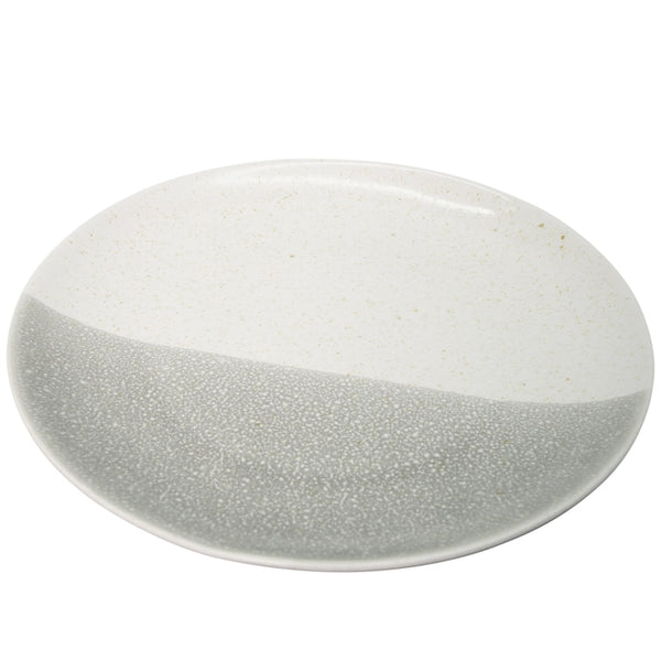 Farfurie intinsa, 25.5 cm diametru, din portelan, culoare alb si gri, 82339