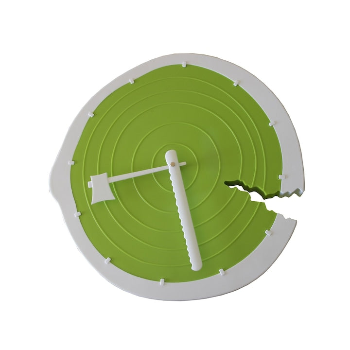 Ceas de perete trunchi copac, Techno Line - Verde