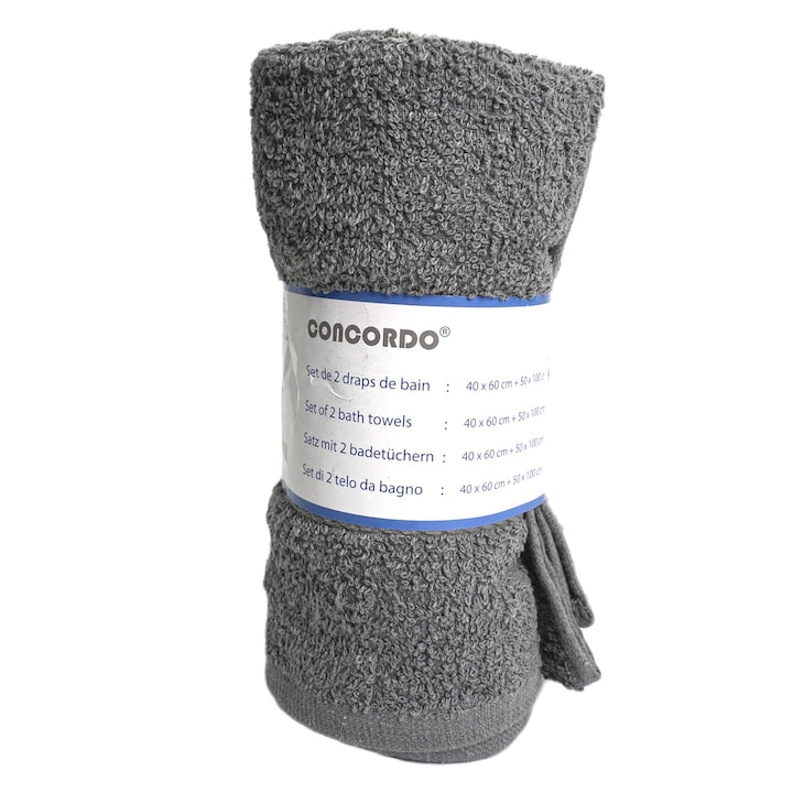 Set prosop baie Concordo bumbac, 40 x 60 cm + 50 x 100 cm, gri inchis