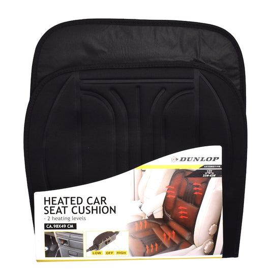 Husa incalzire in scaun, Dunlop, cu telecomanda si doua trepte de incalzire, culoare neagra