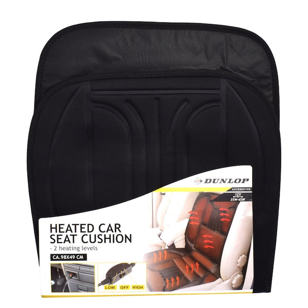 Husa incalzire in scaun, Dunlop, cu telecomanda si doua trepte de incalzire, culoare neagra