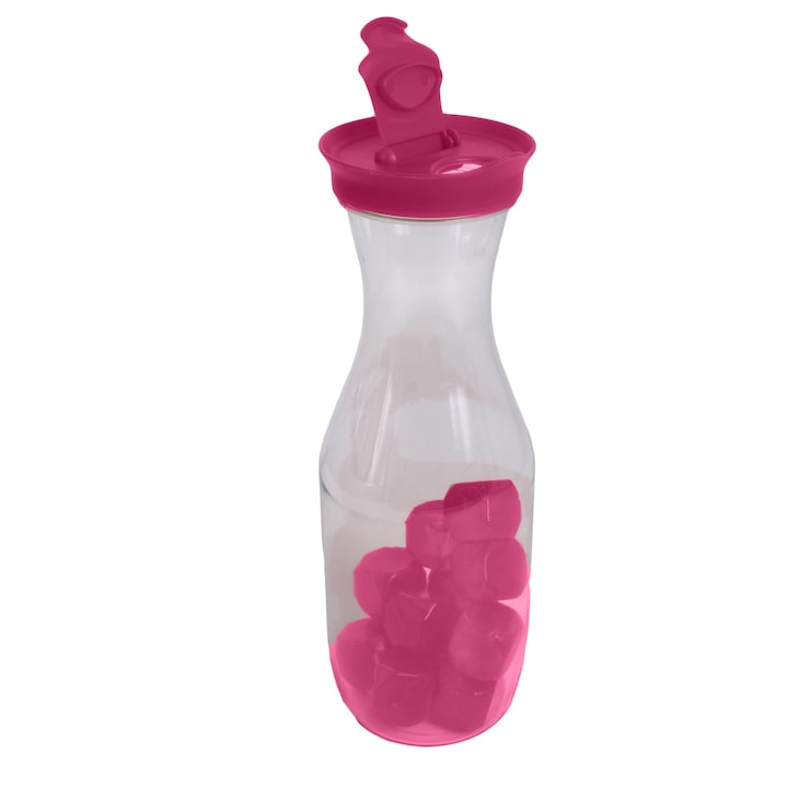 Carafa din plastic, Lowenthal, Accesoriu cuburi gheata, 1L - roz
