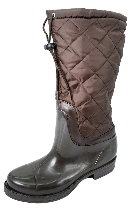 Cizme dama, vatuite pe interior, aspect matlasat, rezistente la apa, maro, marime 37