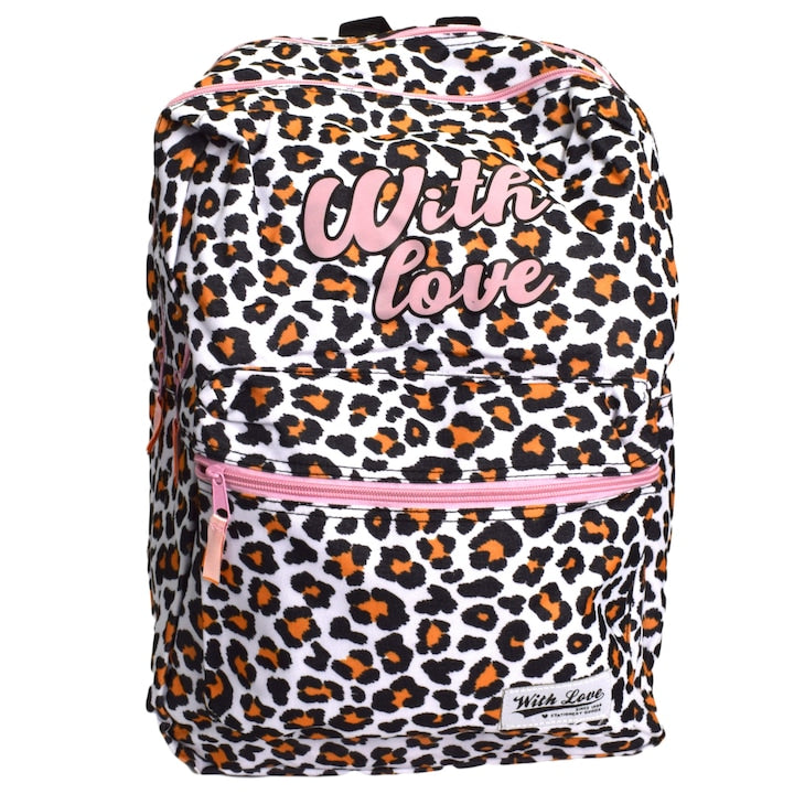 Rucsac Stationery with Love, leopard, alb