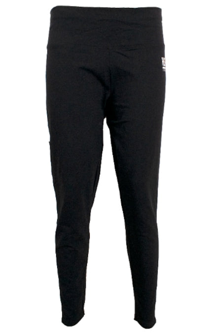Pantaloni lungi sport dama 3/4, HIS, negri cu dunga alba, marimea 50, 6500blk50