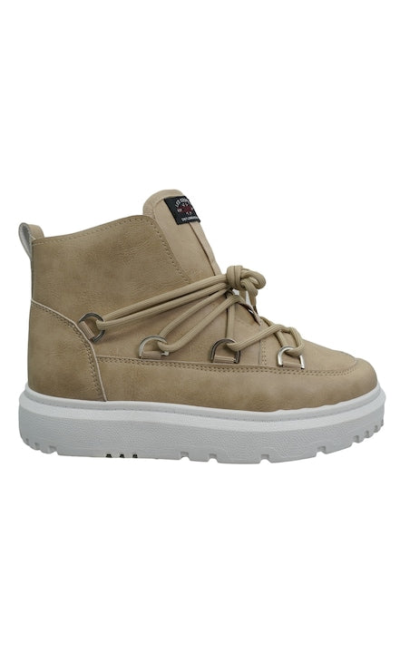 Ghete dama din piele, cu siret, marimea 39, crem, Lee Cooper, 7282Ta