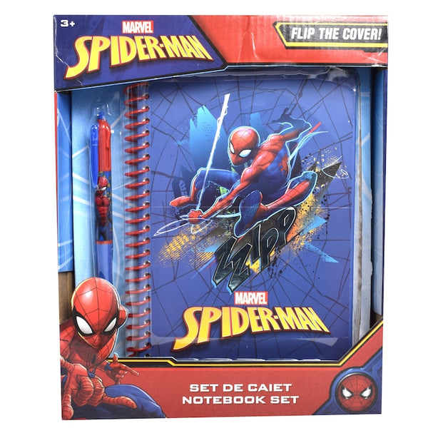 Set caiet cu pix cu 4 culori SpiderMan, 28 x 23 x 5 cm, 59443