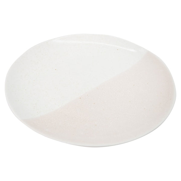 Farfurie intinsa, 25.5 cm diametru, din portelan, culoare alb si roz, 82391
