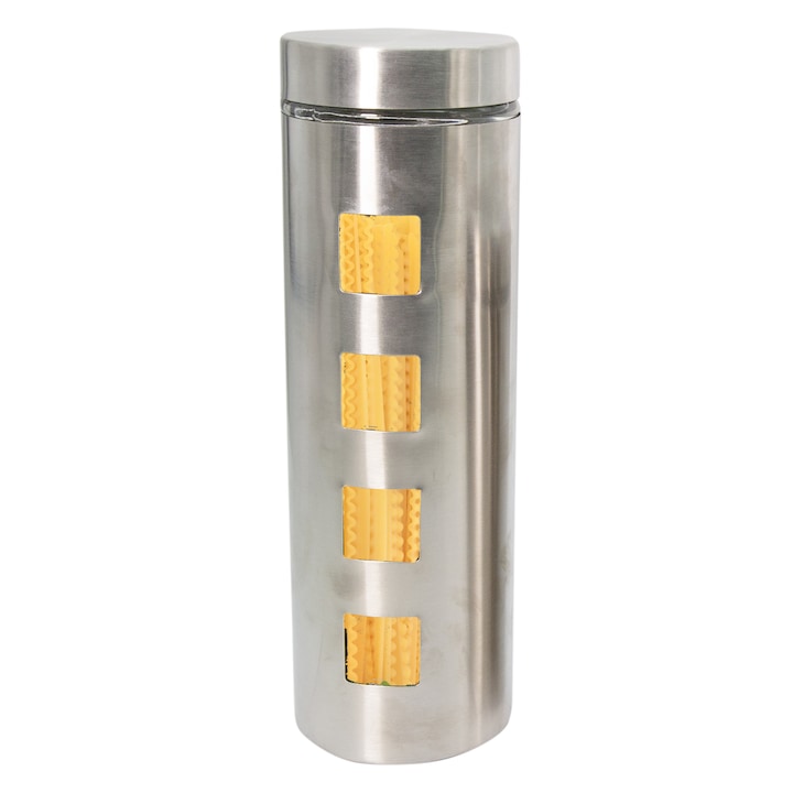 Recipient cu capac, argintiu, din sticla si inox, 1.8 ml, 75015