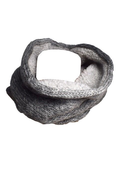 Fular circular, celio, cu blana, culoare gri