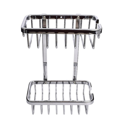 Etajera dubla pentru baie, aluminiu cromat, Tesa Aluxx, fara kit montaj 180 x 260 x 107 mm, 47227