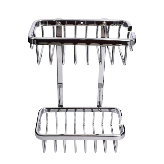 Etajera dubla pentru baie, aluminiu cromat, Tesa Aluxx, fara kit montaj 180 x 260 x 107 mm, 47227