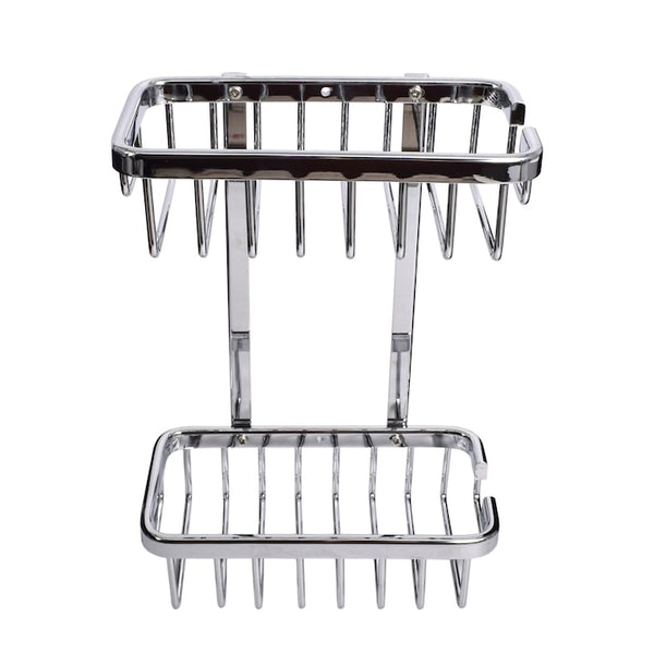 Etajera dubla pentru baie, aluminiu cromat, Tesa Aluxx, fara kit montaj 180 x 260 x 107 mm, 47227