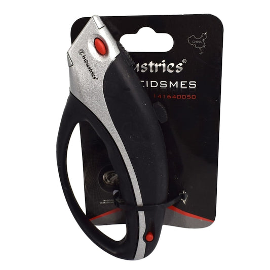 Cutter metalic cu maner, 7industries, 5 lame rezerva, 17x7.5x2.4 cm, 0.205 kg, otel, Negru/Argintiu