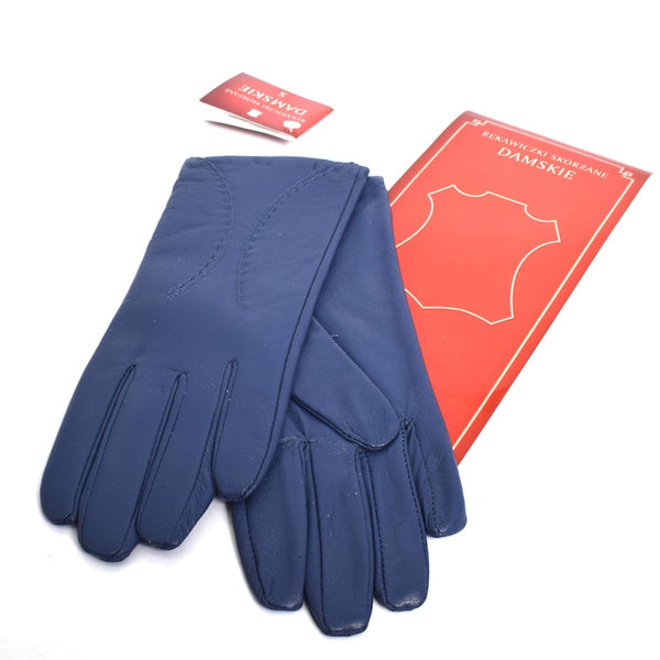 Manusi dama din piele, Damskie, marimea XL, culoare bleumarin