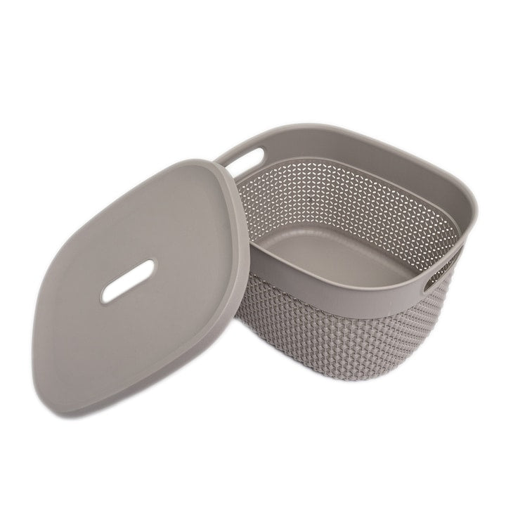 Cos cu capac din plastic Filo Kids, gri, 27.5x23x15 cm