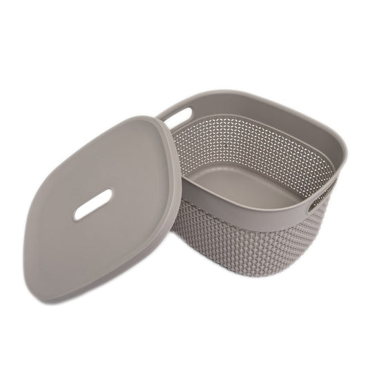 Cos cu capac din plastic Filo Kids, gri, 27.5x23x15 cm
