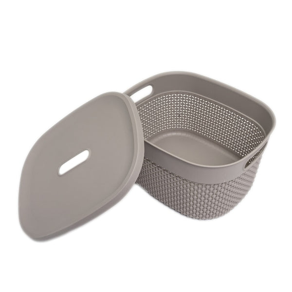 Cos cu capac din plastic Filo Kids, gri, 27.5x23x15 cm