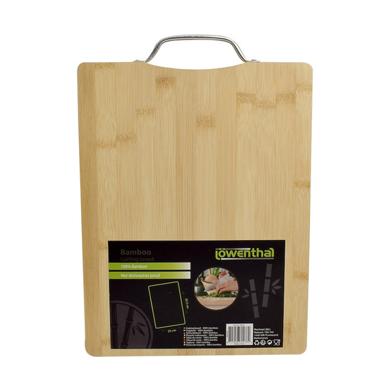 Tocator din bambus Lowenthal cu maner, dreptunghiular, 32.5 x 25 cm