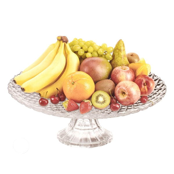 Platou servire cu picior, Urban living, pentru fructe/prajituri/branzeturi, d 27 cm, h 10 cm, sticla, 92568