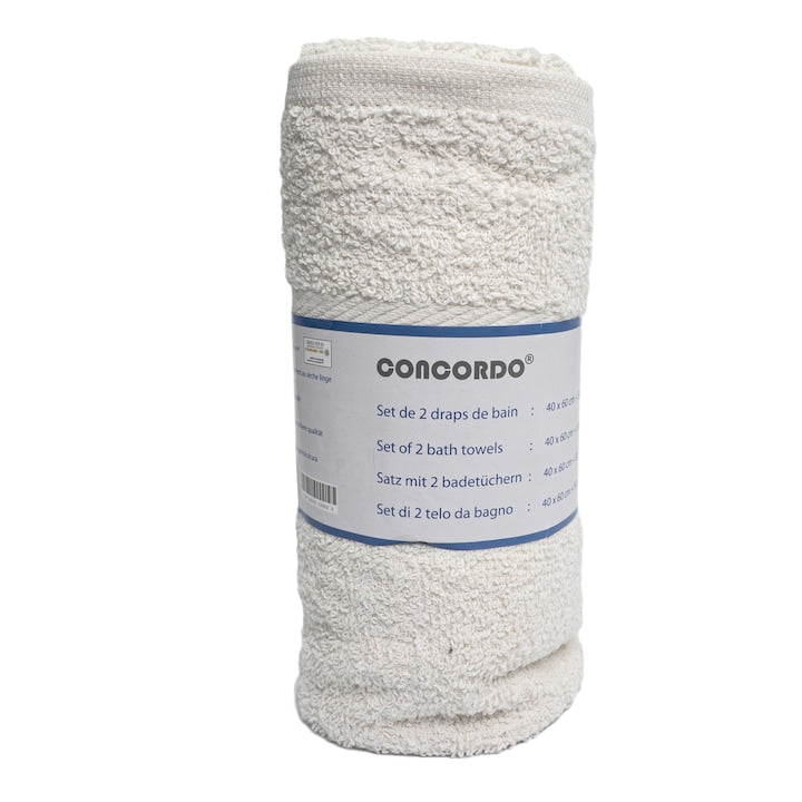 Set prosop baie Concordo bumbac, 40 x 60 cm + 50 x 100 cm, alb