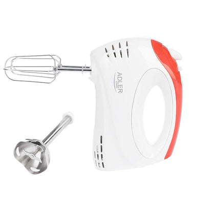 Mixer de mana, Blender vertical, 2IN1 AD 4212, 300 W, 5 viteze, Alb/Rosu