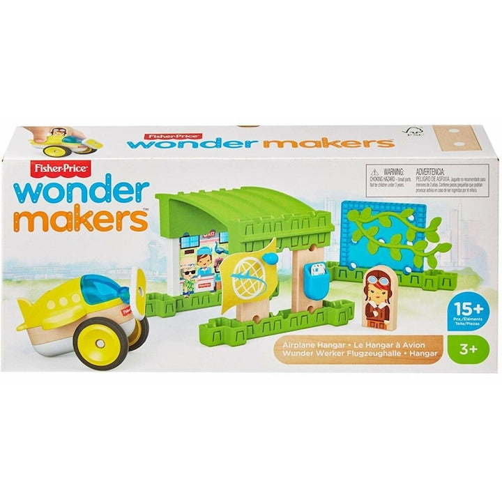 Set jucarie de constructie, Wonder Makers, 15 piese, Plastic/Lemn, Multicolor