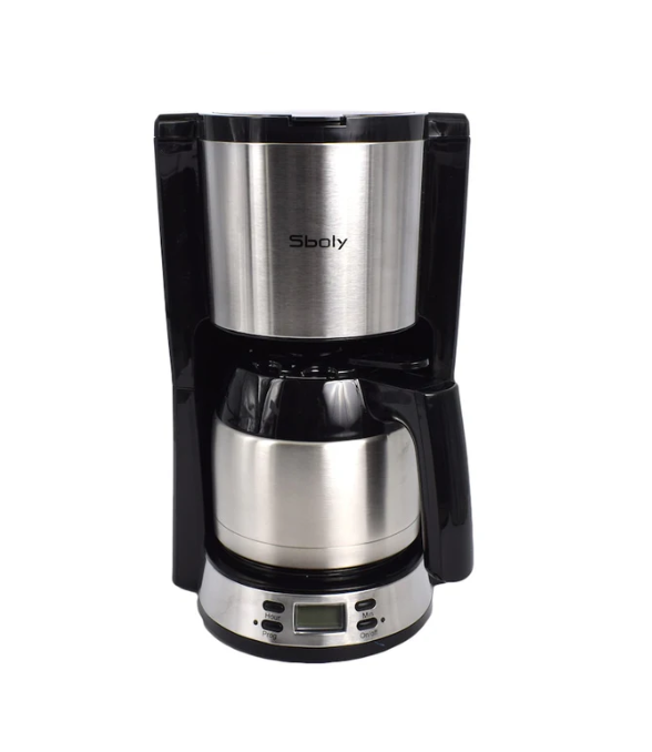 Cafetiera digitala cu timer 1L, Sboly, 900W, LCD, argintiu