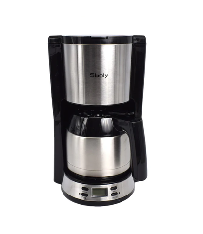Cafetiera digitala cu timer 1L, Sboly, 900W, LCD, argintiu