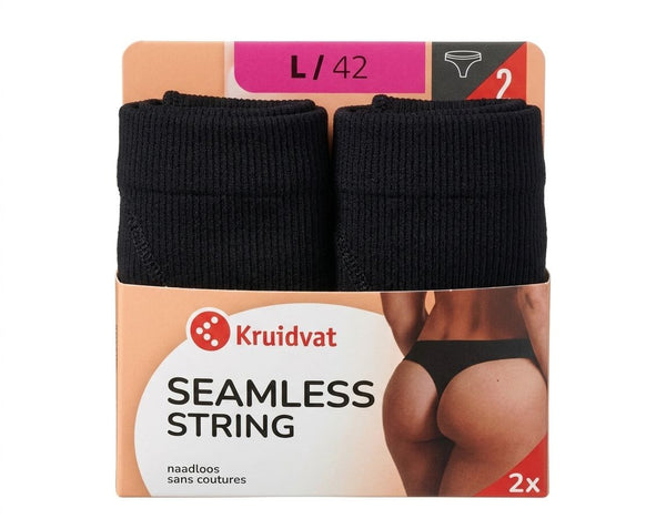 Set 2 chiloti fara cusaturi tanga Kruidvat Seamless String, negru, marime L