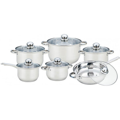 Set 12 piese , 6 vase din inox cu capace din sticla, Grunberg GR244