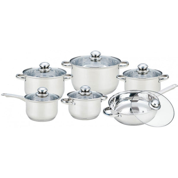 Set 12 piese , 6 vase din inox cu capace din sticla, Grunberg GR244