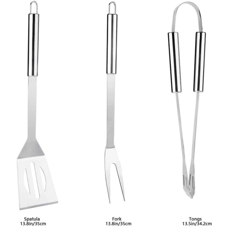 Set ustensile din inox, pentru gratar, 13 piese, Grunberg UG13PS