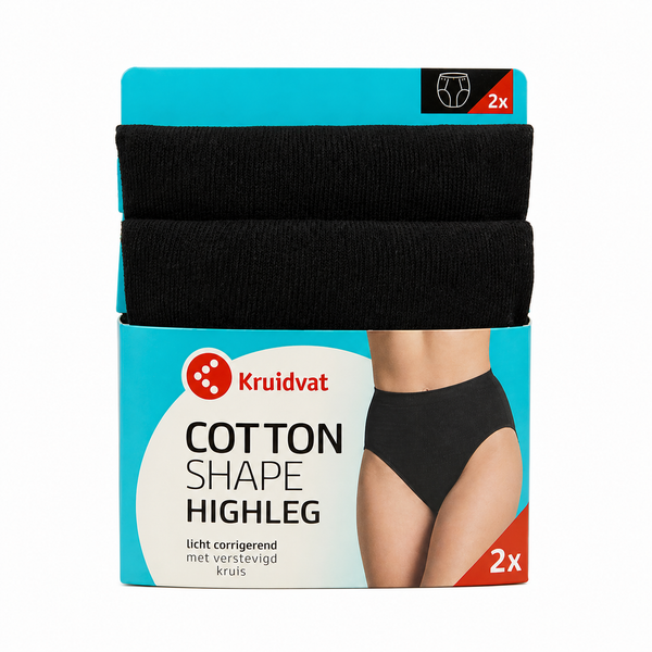 Set 2 chiloti modelatori cu talie inalta, Shape Highleg Kruidvat, negru