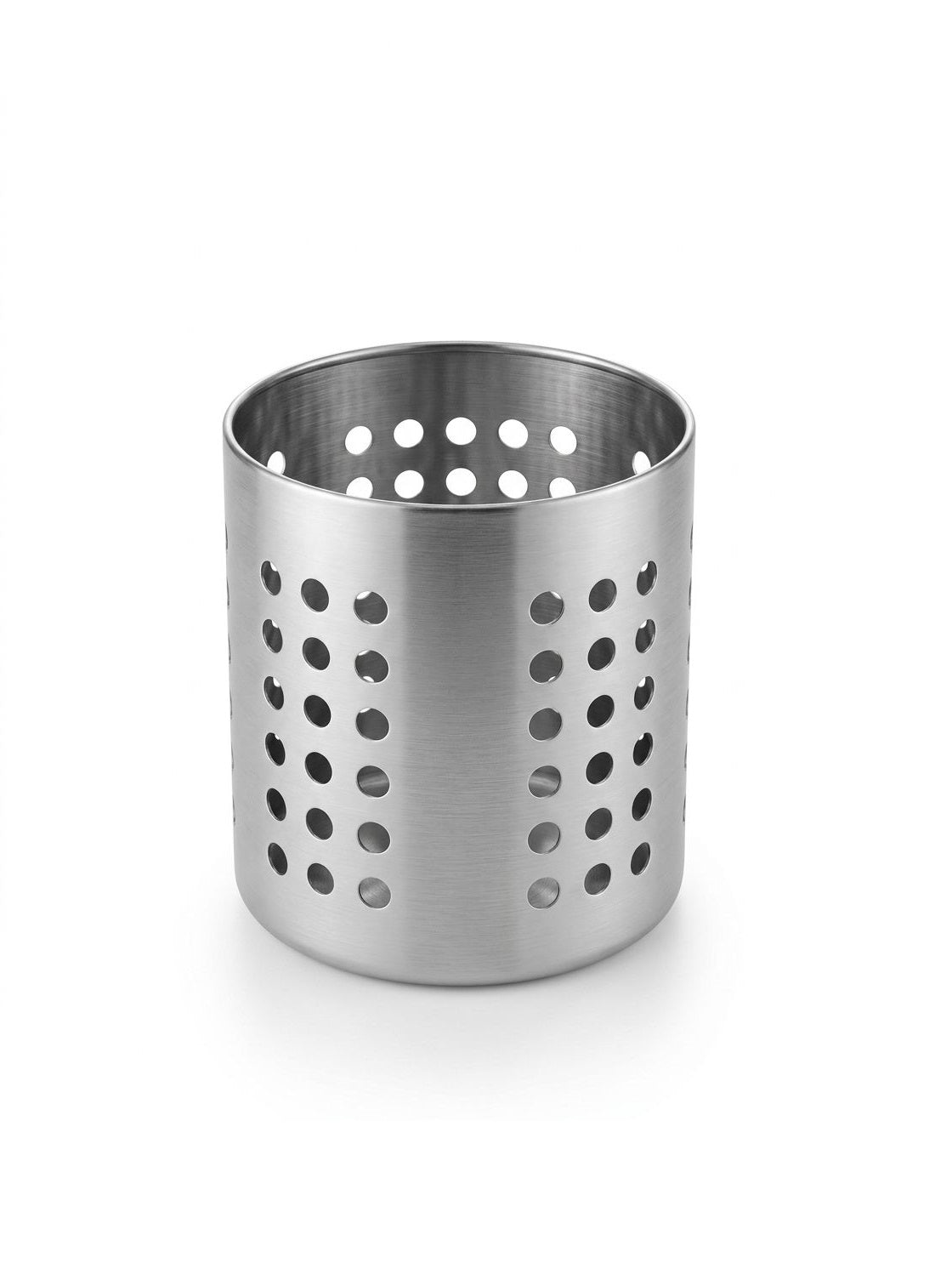 Suport-uscator pentru tacamuri și ustensile, din inox, forma cilindrica, perforat, Alpina, argintiu
