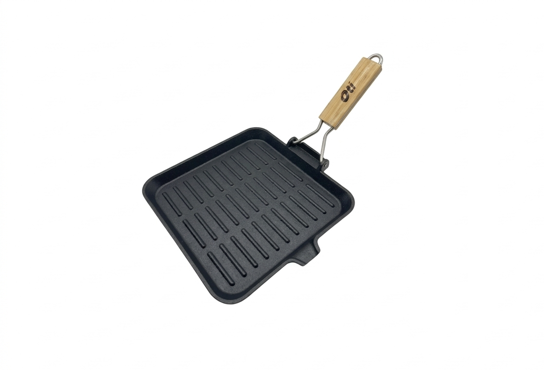 Tigaie grill din fonta pura, 22 x 22 cm, Oti