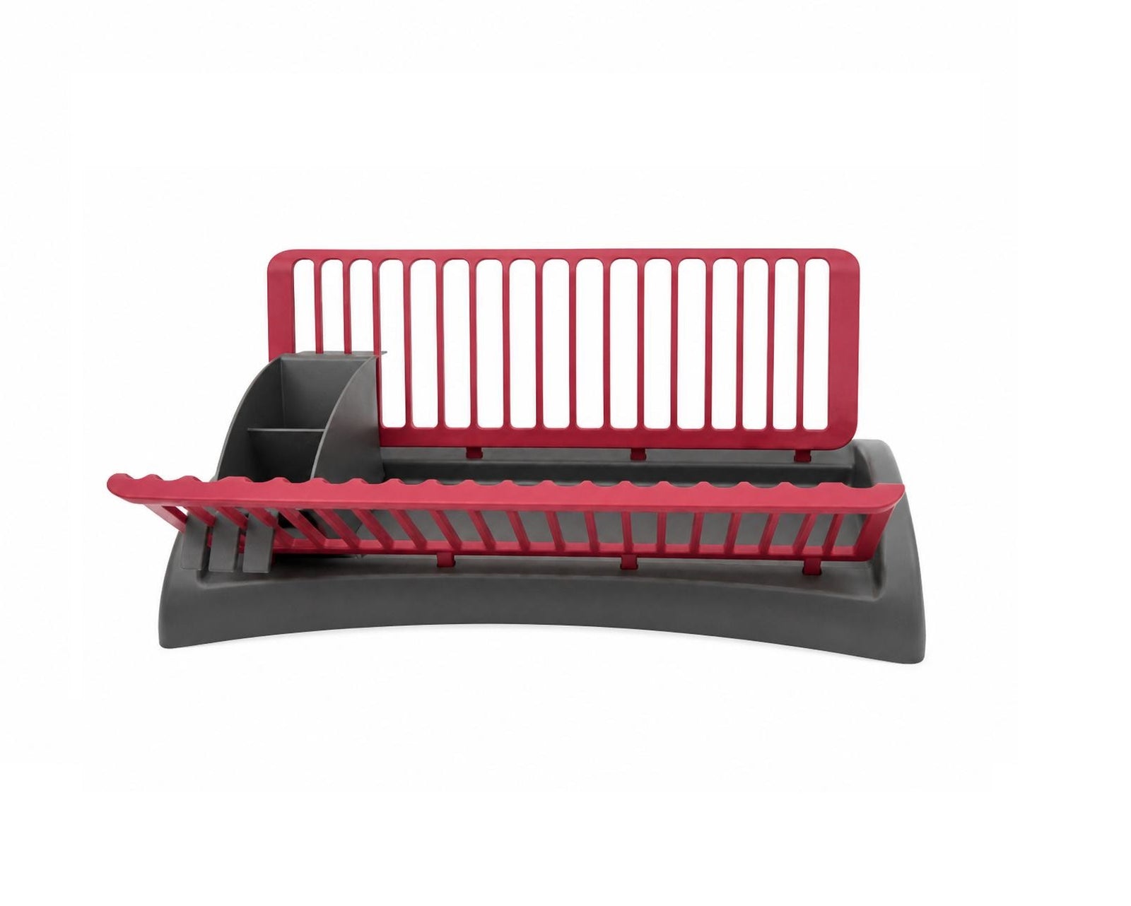 Uscator de vase Alpina, cu suport pentru tacamuri ajustabil, 45.5 x 25 x 14 cm, Roșu/Gri