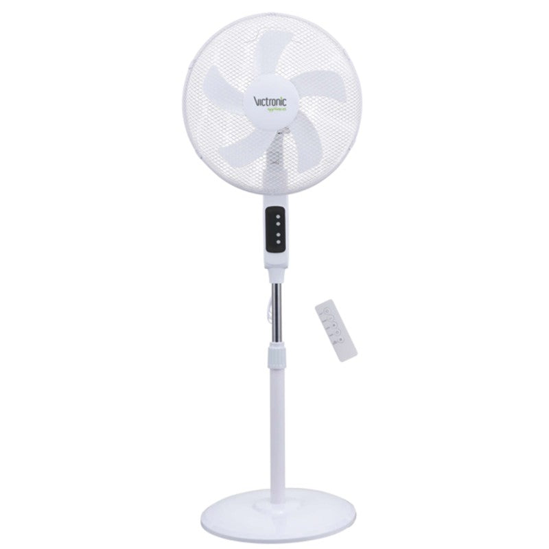 Ventilator cu picior, cu telecomanda, 40 cm, 3 trepte de viteza, 45W, Victronic SF1632 (alb)