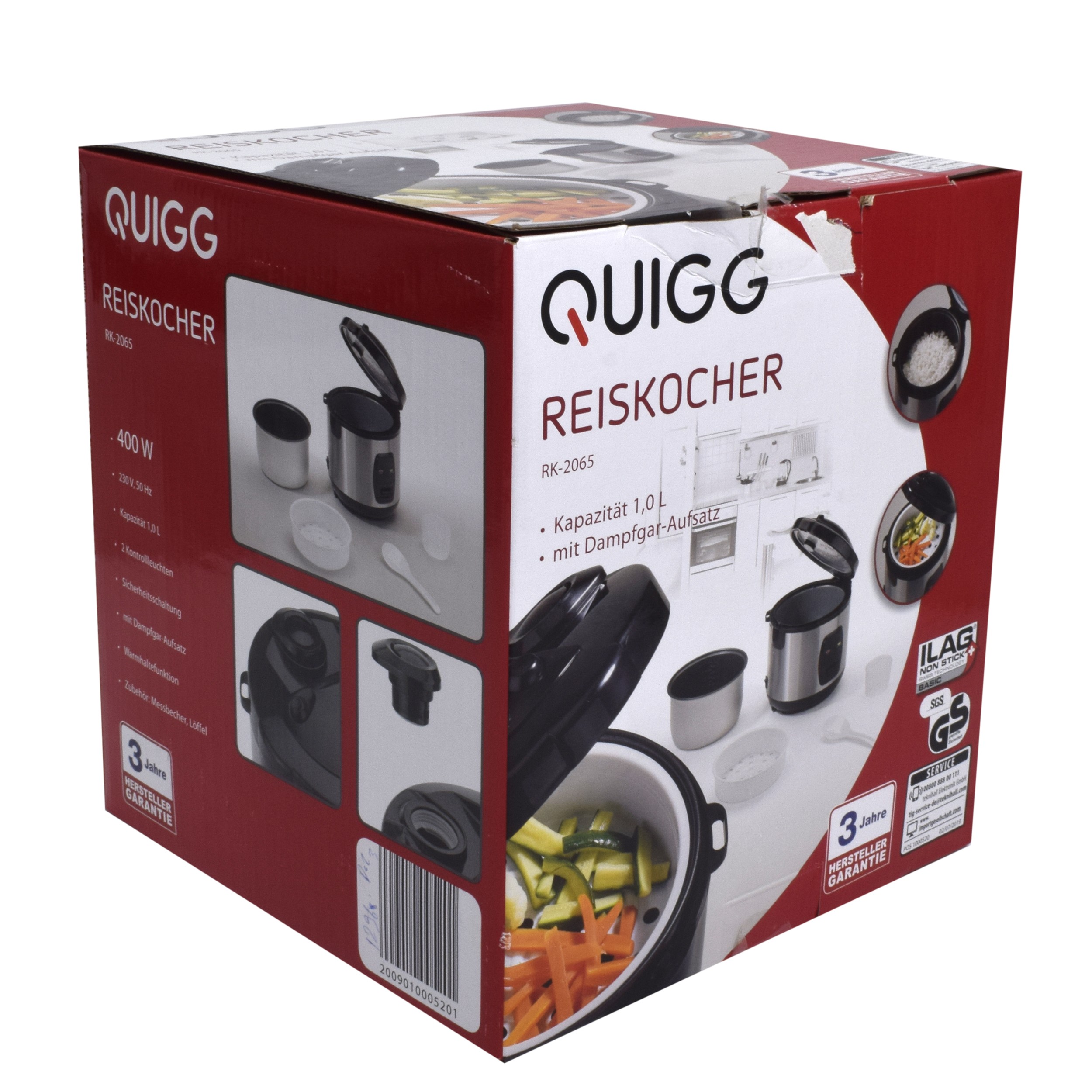 Aparat de gatit orez QUIIGG, 400 W, 1 L, Mentinere automata la cald, argintiu/Negru, 05201 - imagine 2